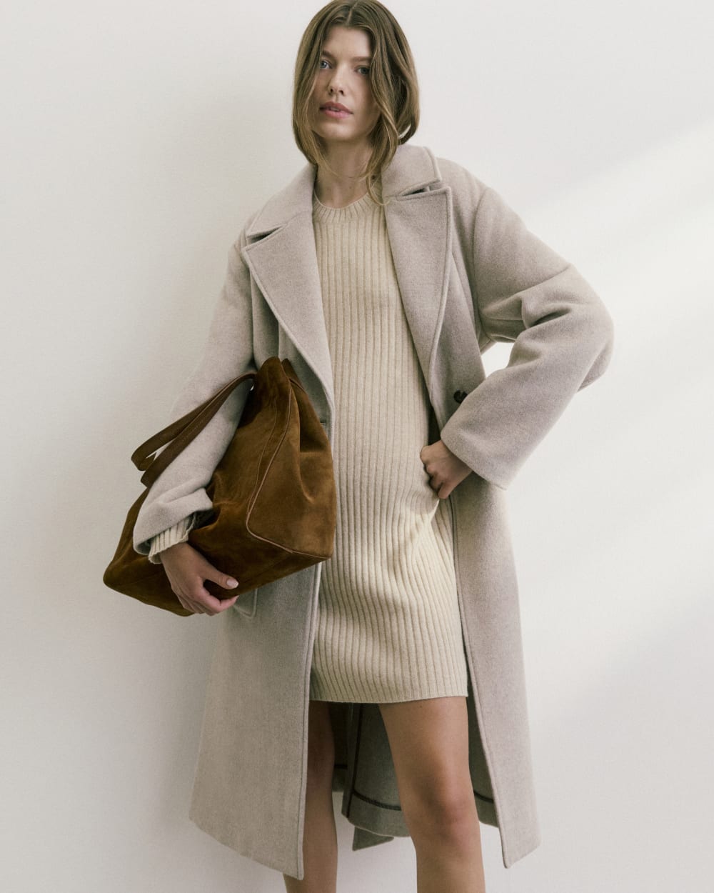 ReWool Belted Blanket Coat | Heather Wheat - Image 6