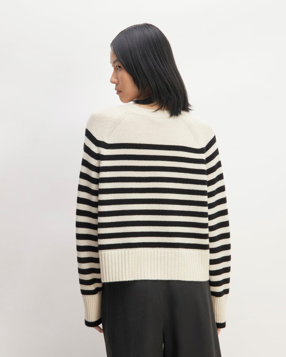 The Boxy Crew in Cashmere | Bone / Black - Image 6