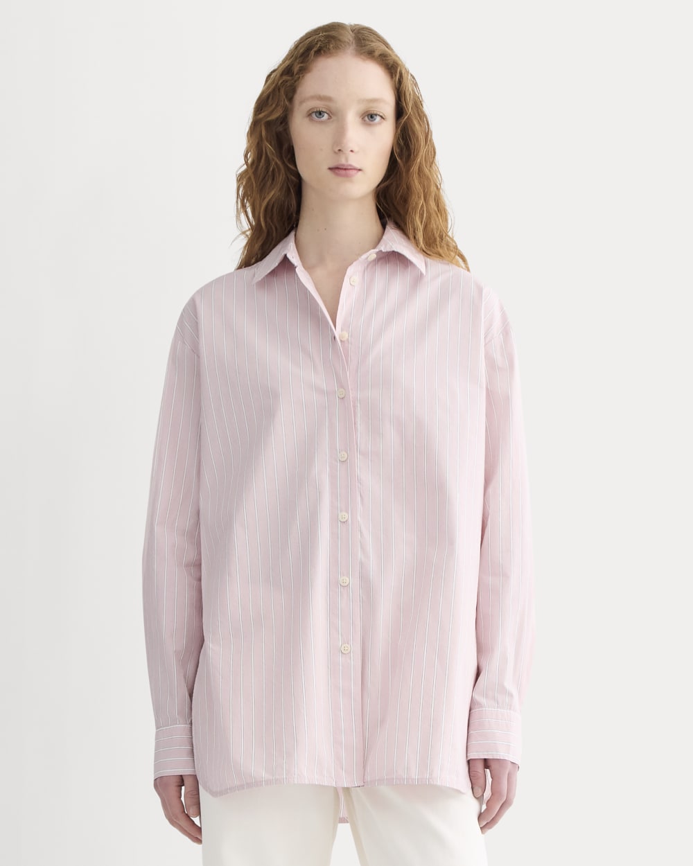 The Boyfriend Shirt in Ultrasoft Cotton | Pink / White