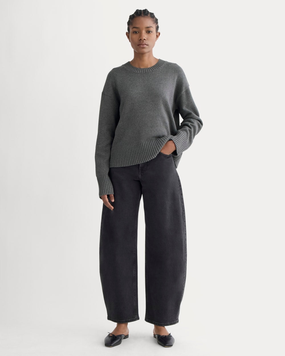 The Boxy Sweater in Everyday Cotton | Heathered Charcoal - Image 3