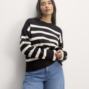 The Boxy Sweater in Everyday Cotton | Black / Canvas