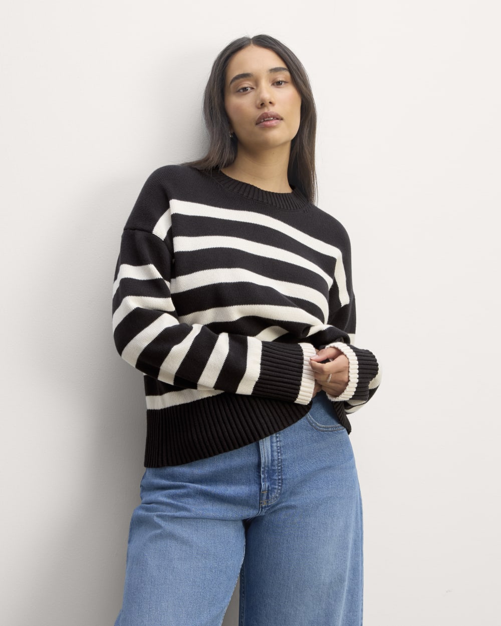 The Boxy Sweater in Everyday Cotton | Black / Canvas
