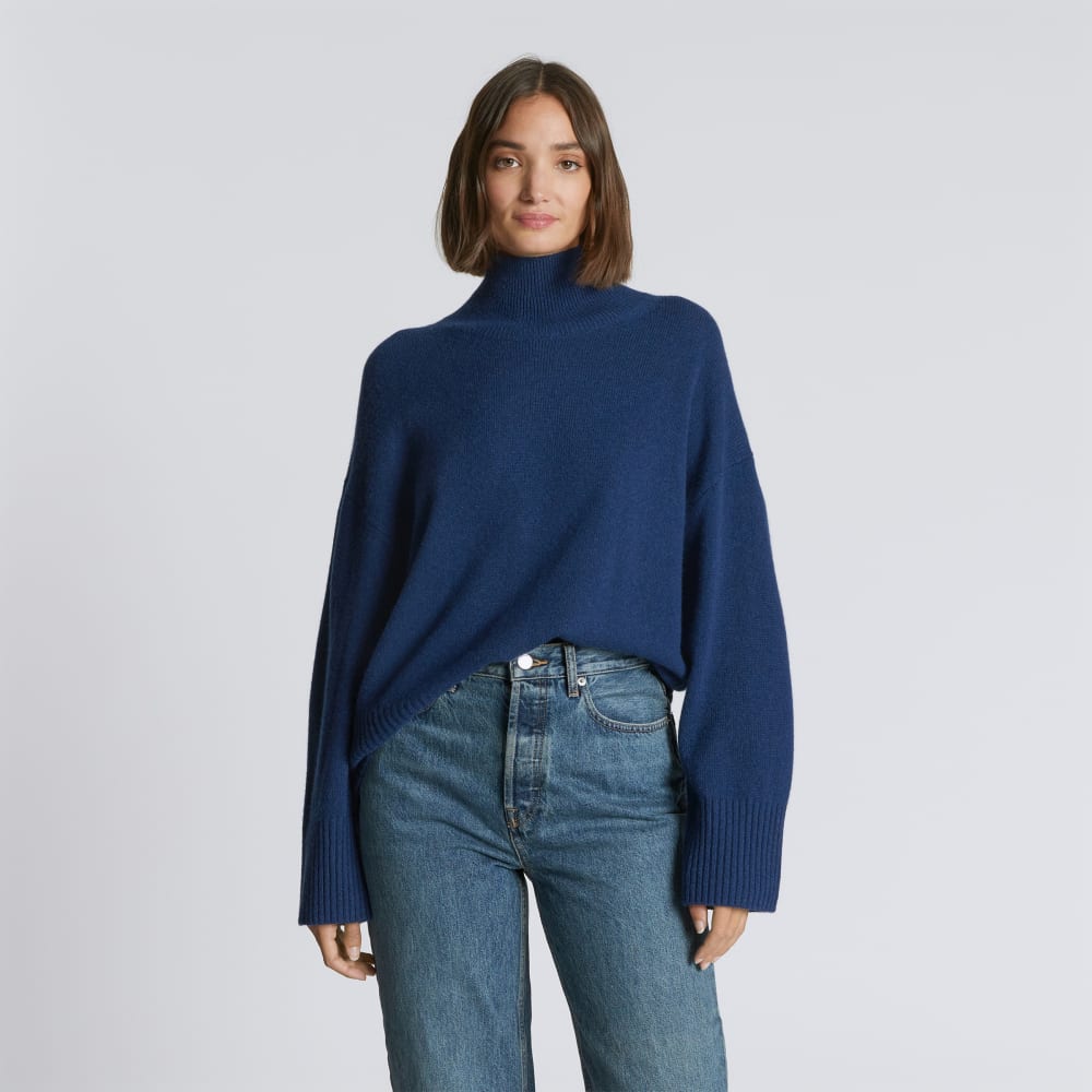 The Cashmere Oversized Turtleneck | Bright Navy - Image 7