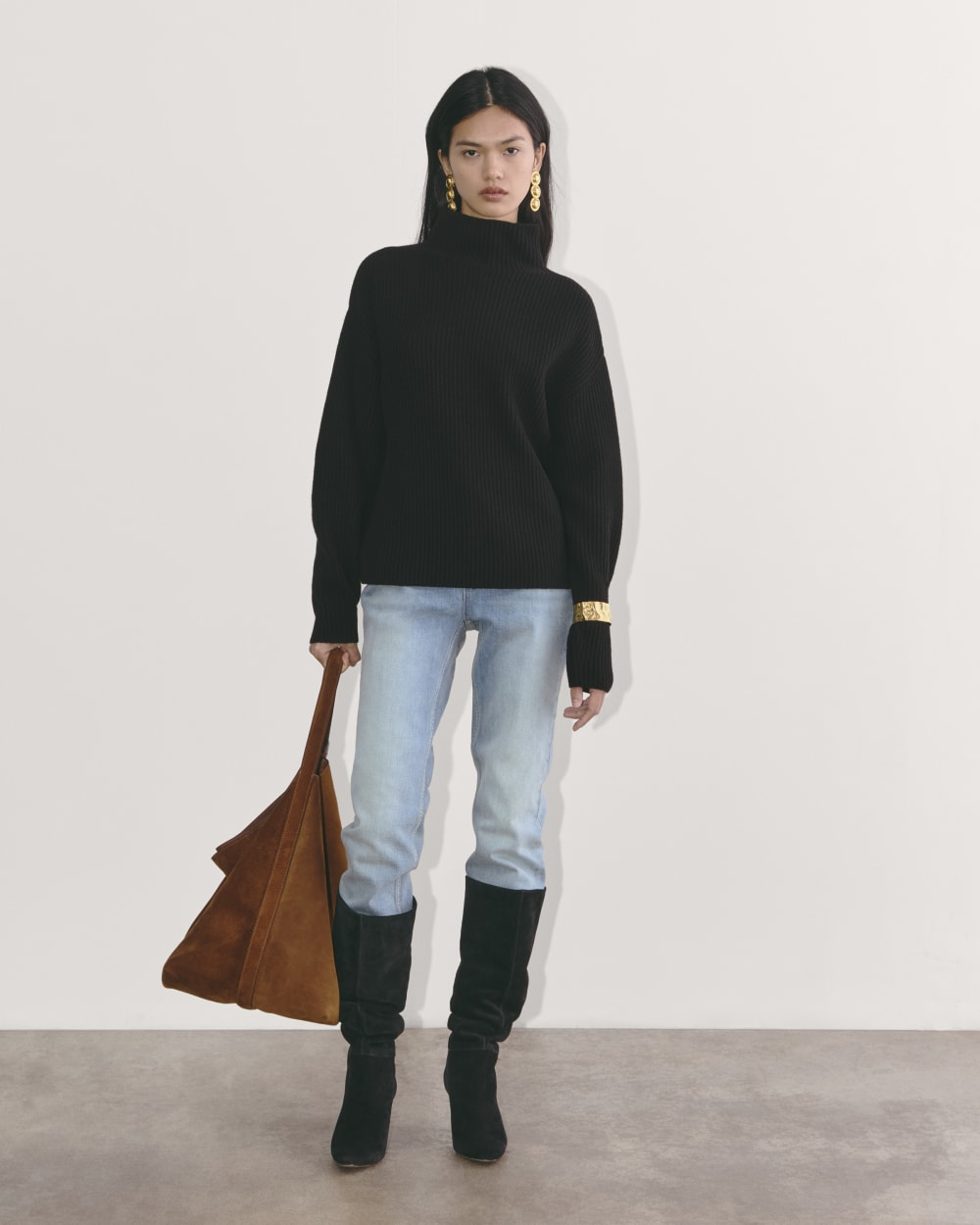 The Fisherman Turtleneck in Wool Cashmere | Black - Image 3