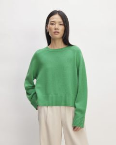 The Cashmere Boxy Crew | Bright Jade
