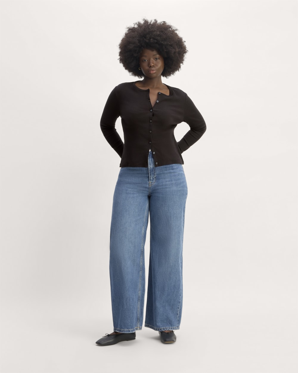 The Vintage Rib Cardigan | Black - Image 3