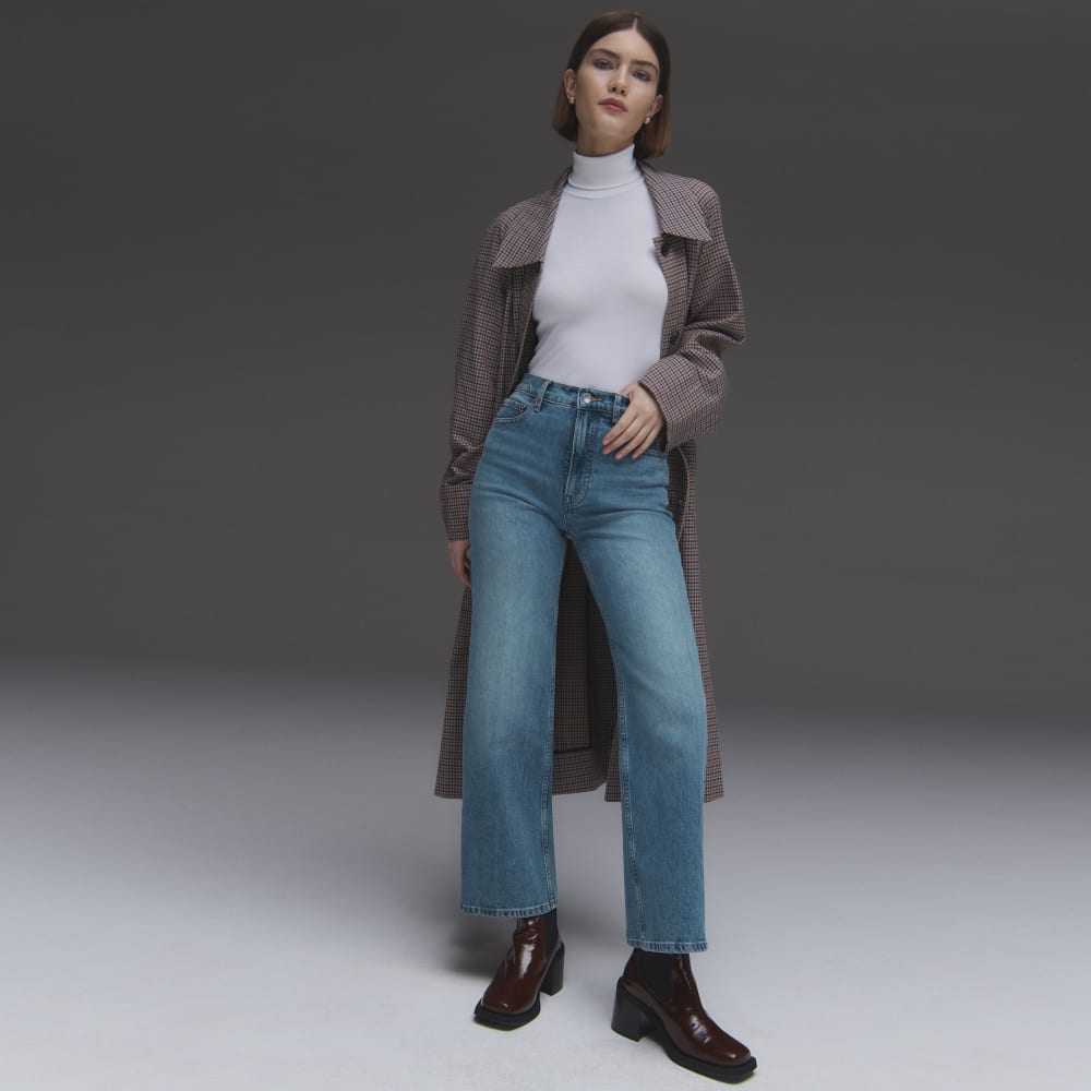 The Gathered Drape Trench | Blue / Brown Houndstooth - Image 9