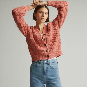 The Texture Cotton Cardigan | Light Rose