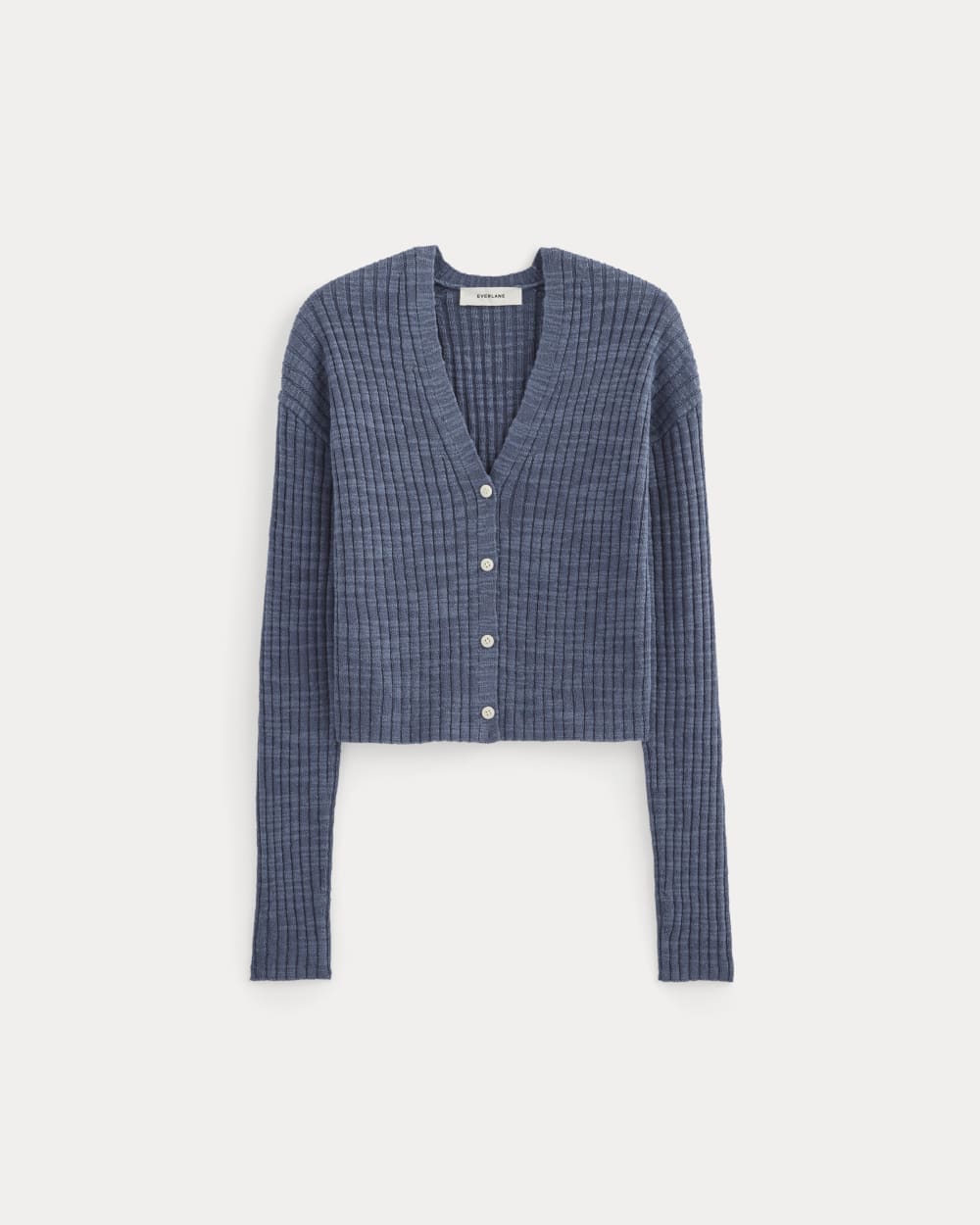 The Ribbed Cardigan in Cotton Linen | Indigo - Image 2
