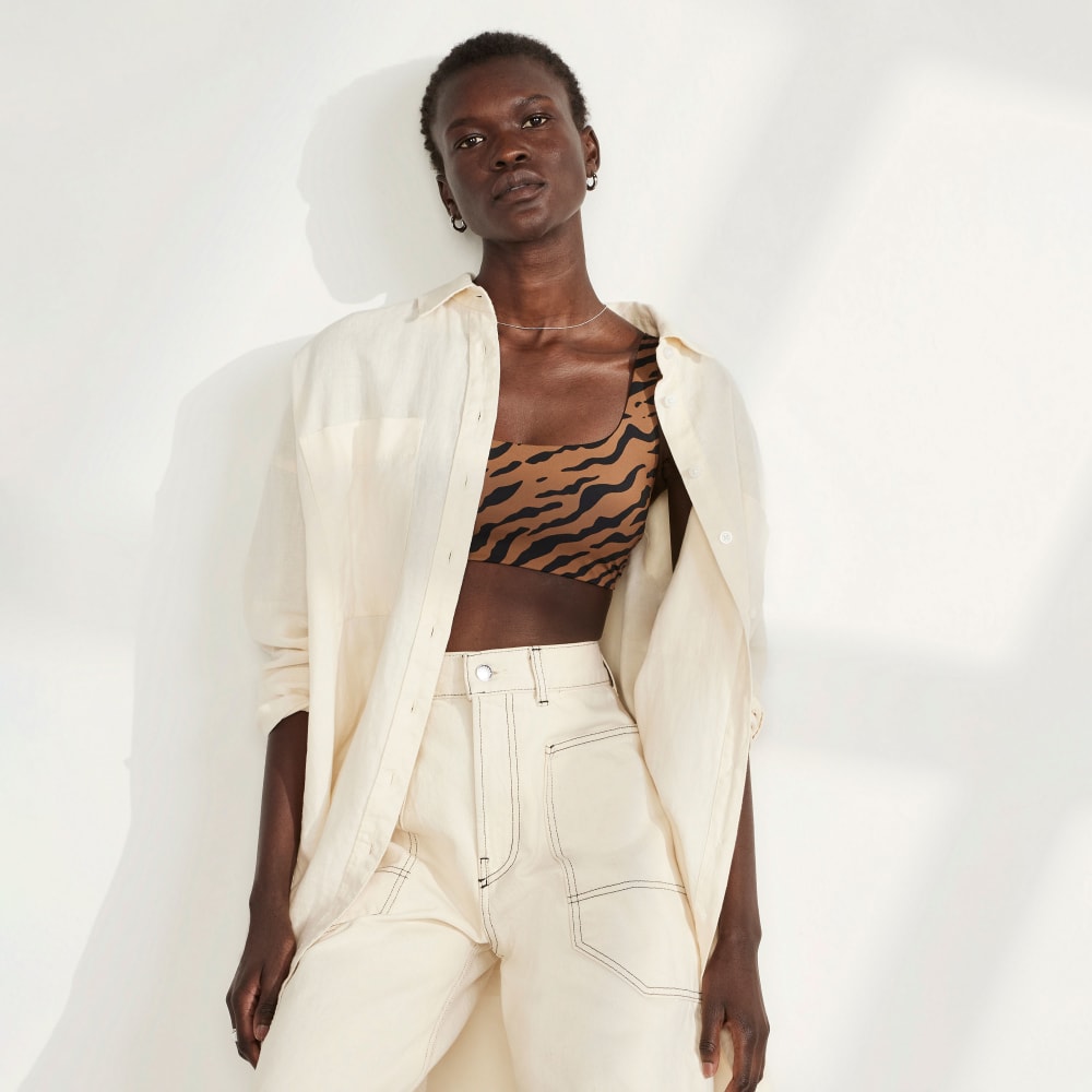 The Square-Neck Bikini Top | Tiger Stripe Toasted Coconut - Image 5