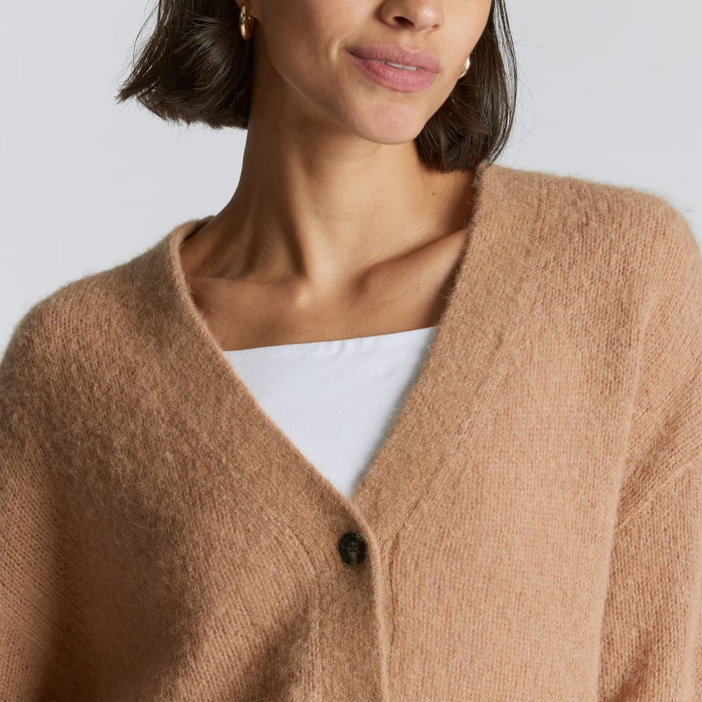The Alpaca V-Neck Cropped Cardigan | Warm Taupe - Image 2