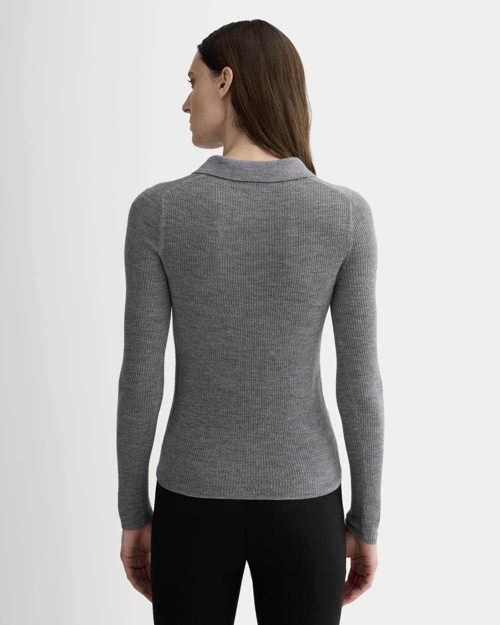 The Polo in Ultrasoft Merino | Heather Mid Grey - Image 5