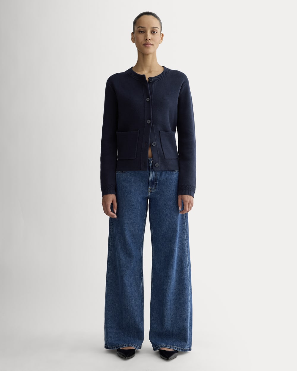 The Crew Cardigan in Everyday Cotton | Navy - Image 3