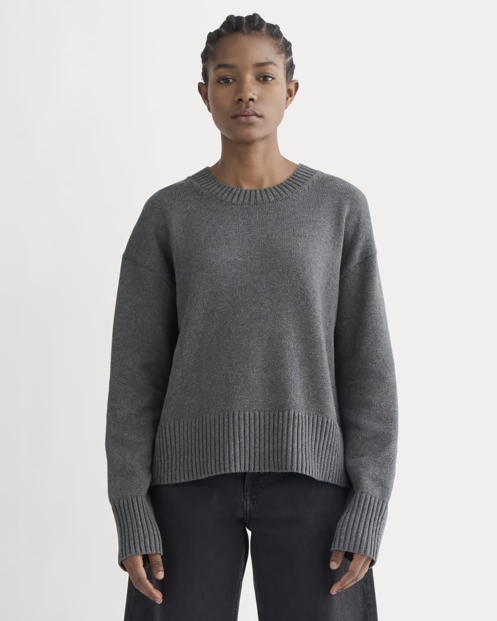 The Boxy Sweater in Everyday Cotton | Heathered Charcoal