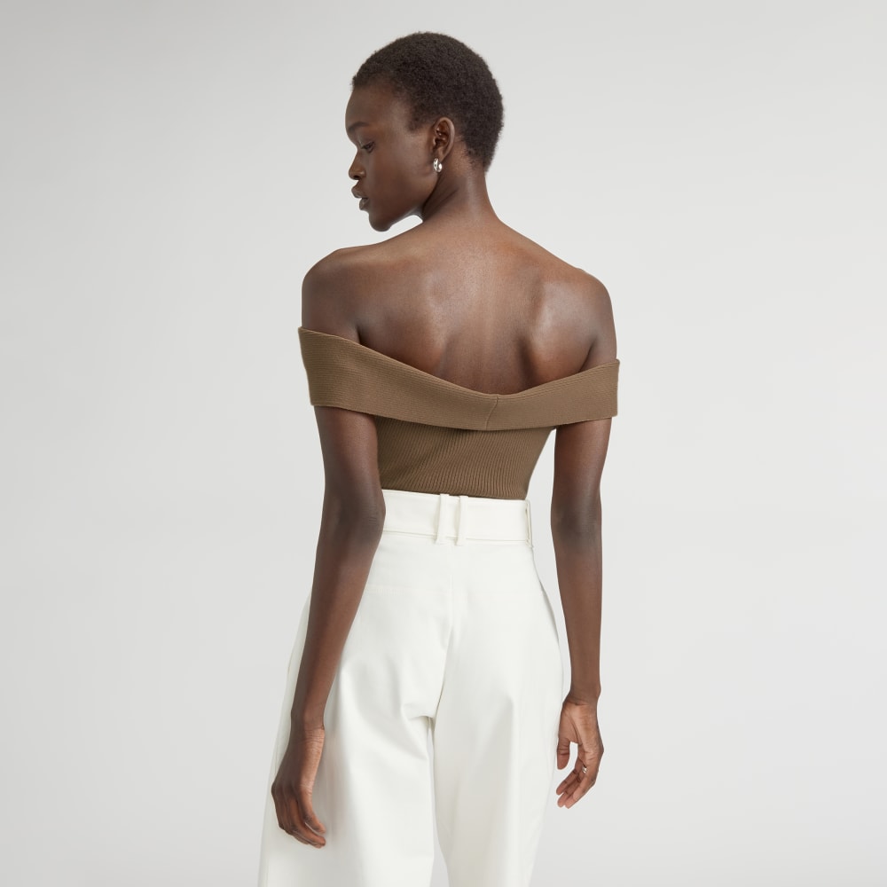 The Ribbed Cotton Off-The-Shoulder Top | Toasted Coconut - Image 3