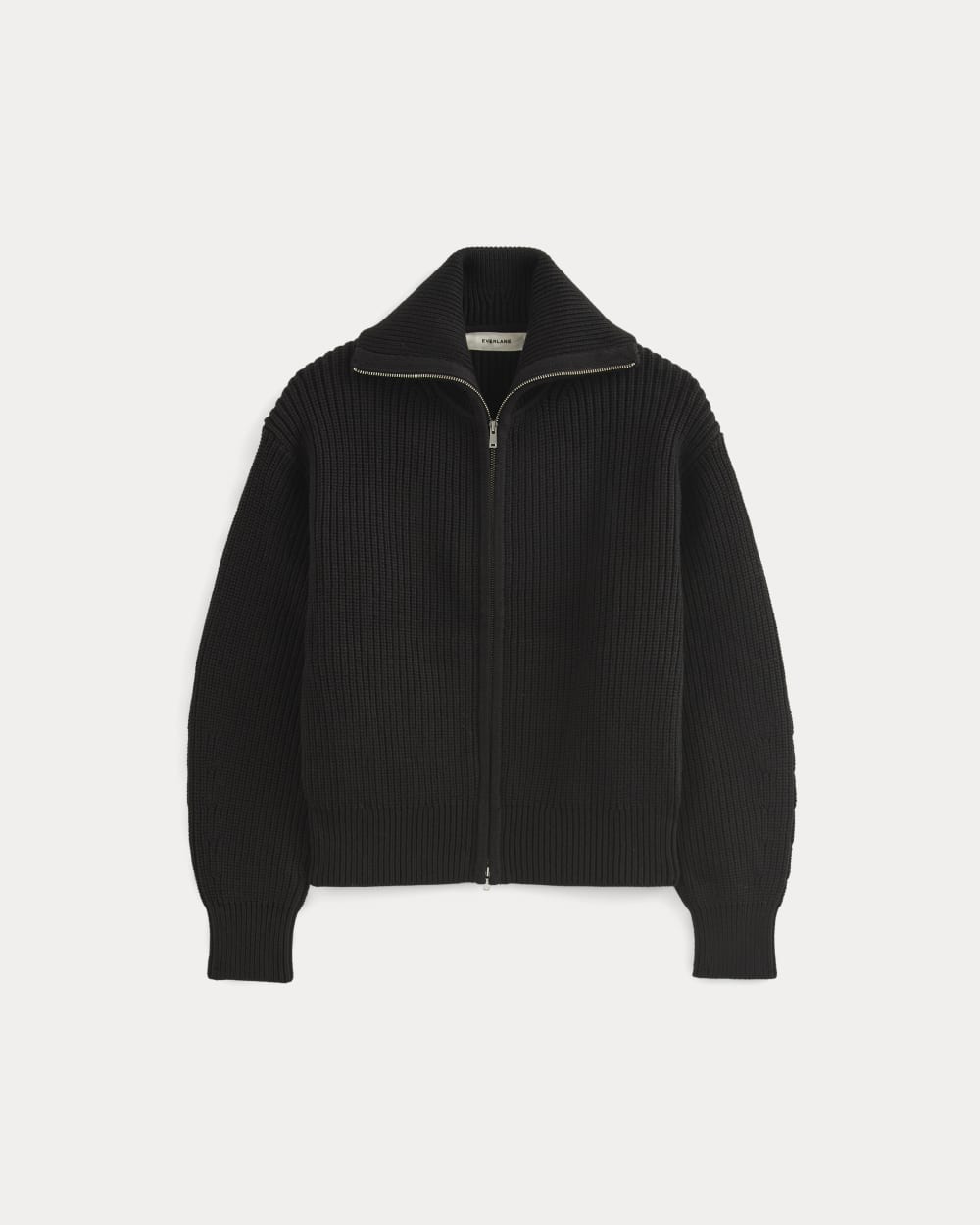 The Full-Zip Sweater in Everyday Cotton | Black - Image 2