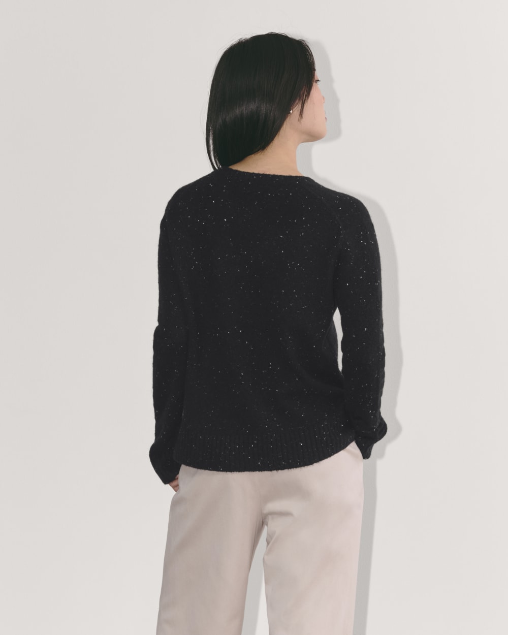 The V-Neck Sweater in Plush Cotton | Black Confetti - Image 5