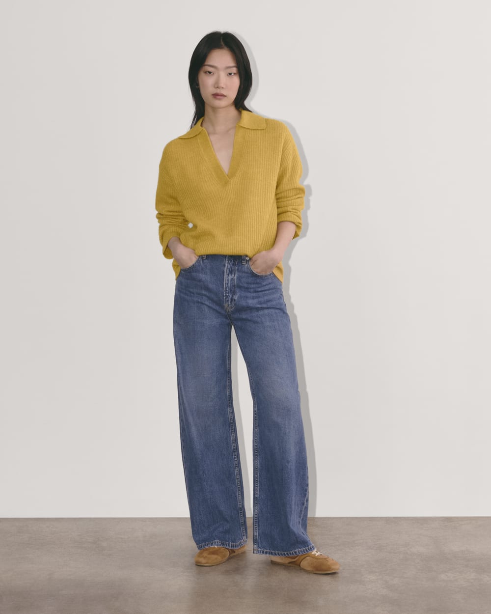 The Oversized Polo in Alpaca | Golden Yellow - Image 4