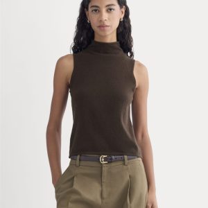 Cashmere Funnel-Neck Tank | Dark Chocolate