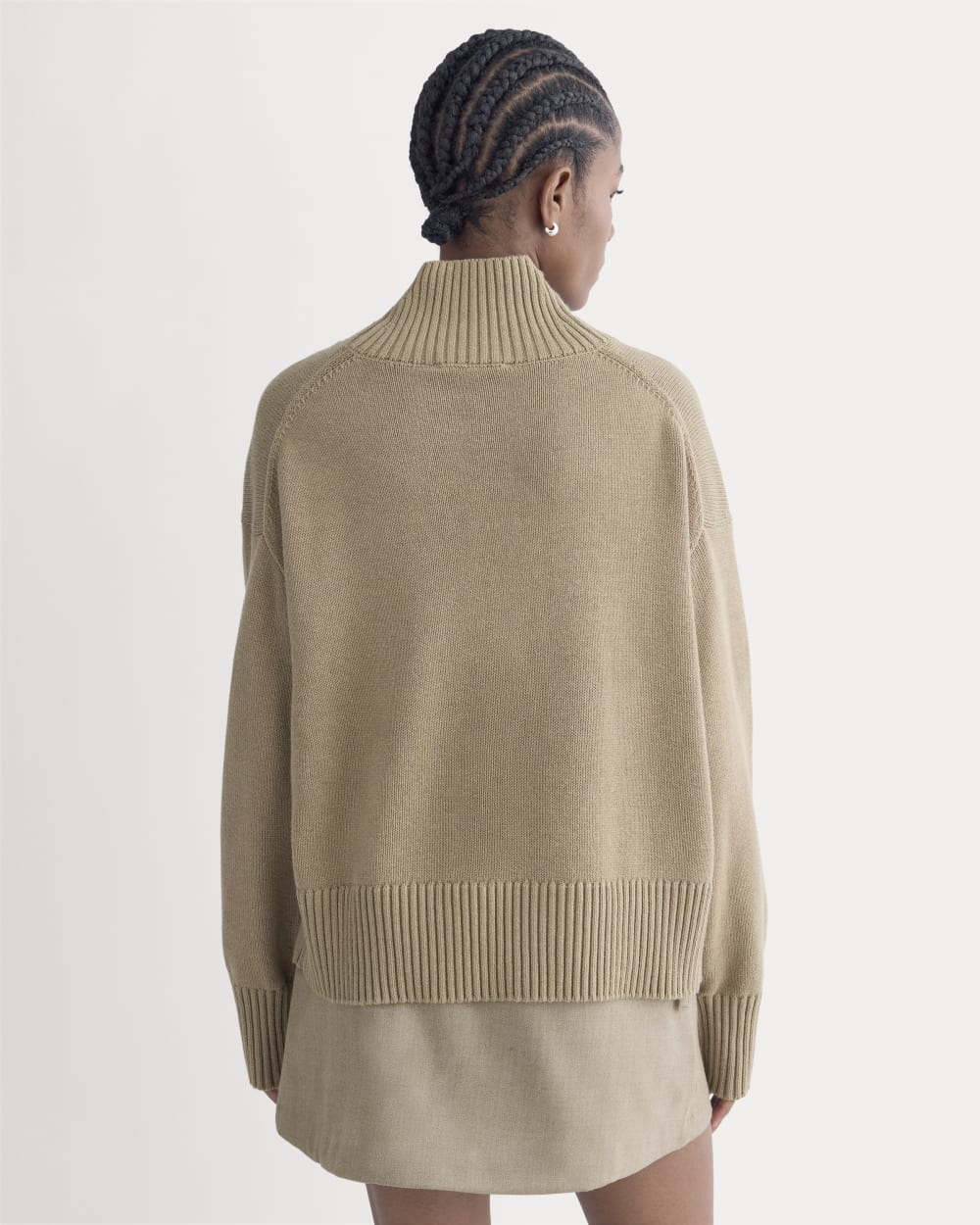 The Boxy Turtleneck in Everyday Cotton | Dark Heathered Camel - Image 5