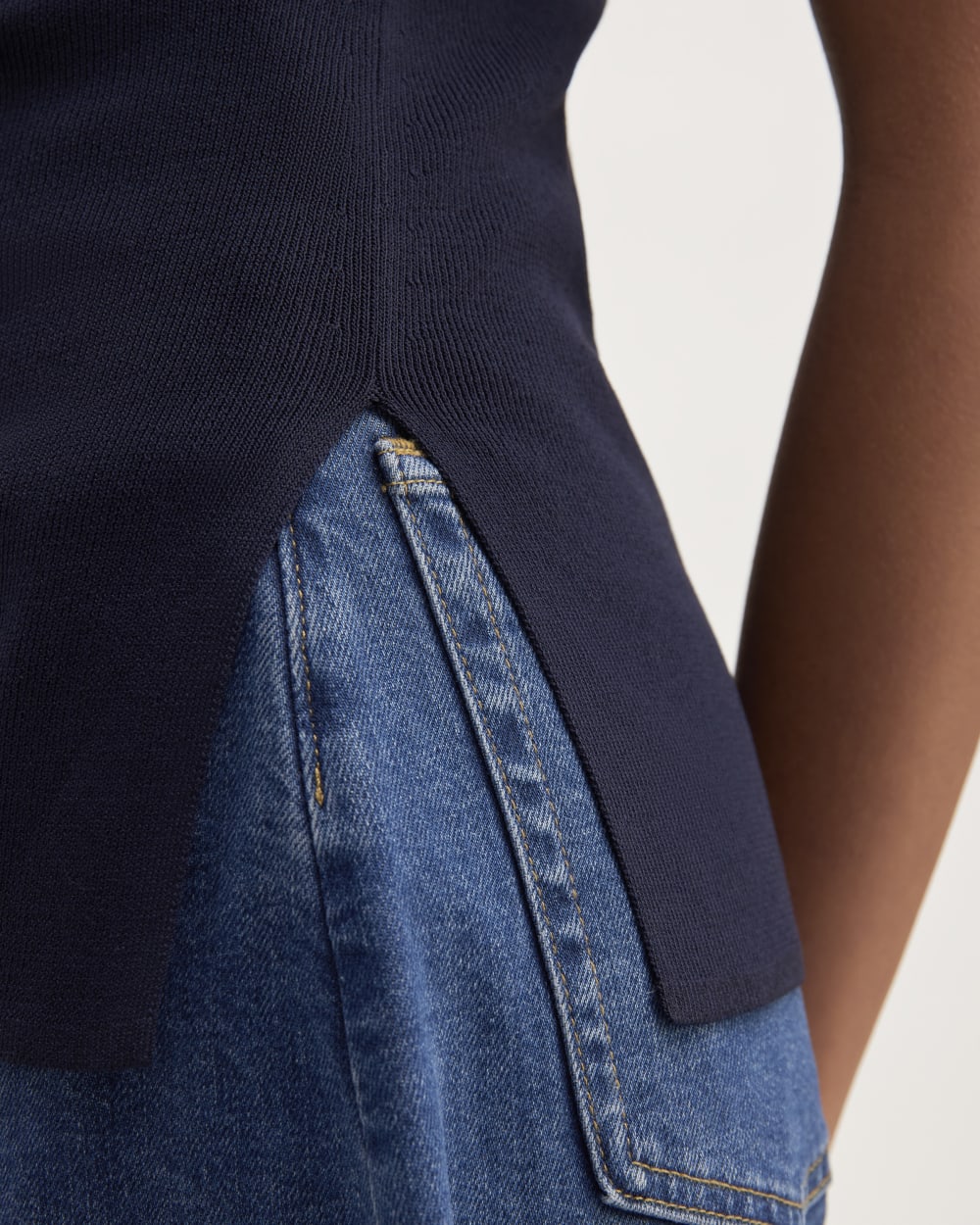 The Viscose Mock Neck Top | Navy - Image 5