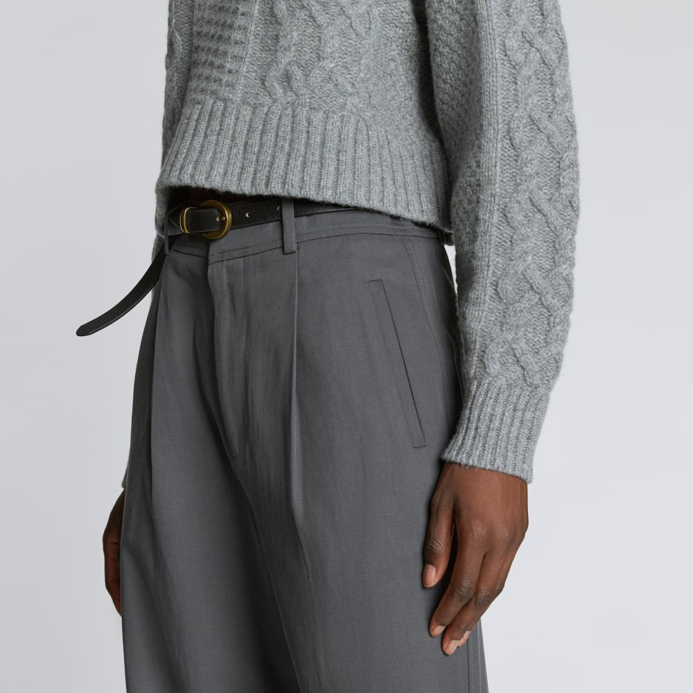 The Felted Merino Cropped Cable Sweater | Heathered Mid-Grey - Image 4