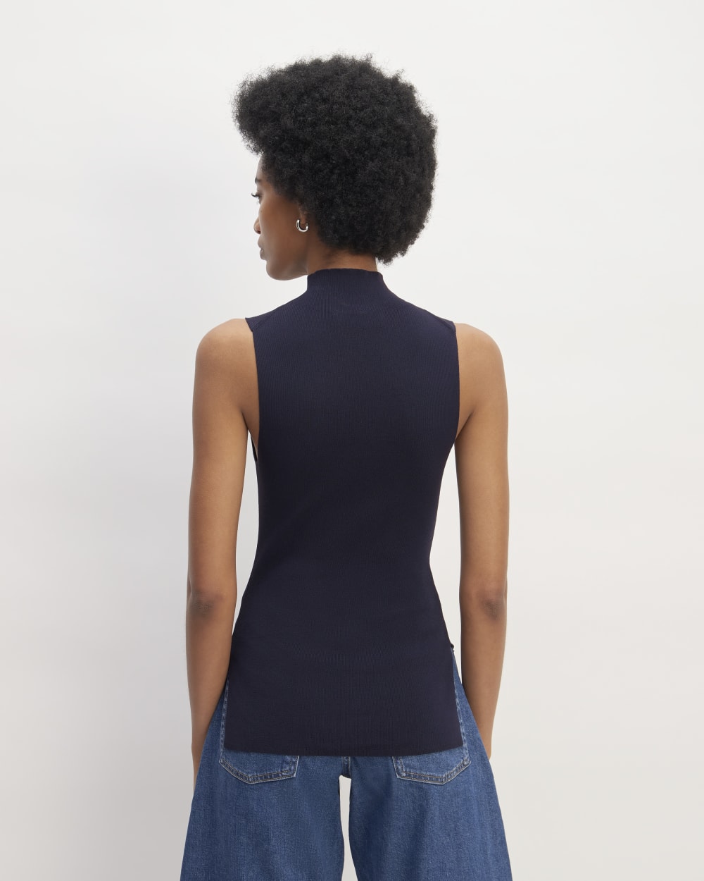 The Viscose Mock Neck Top | Navy - Image 6
