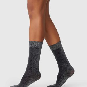 Ines Shimmery Socks |  Black