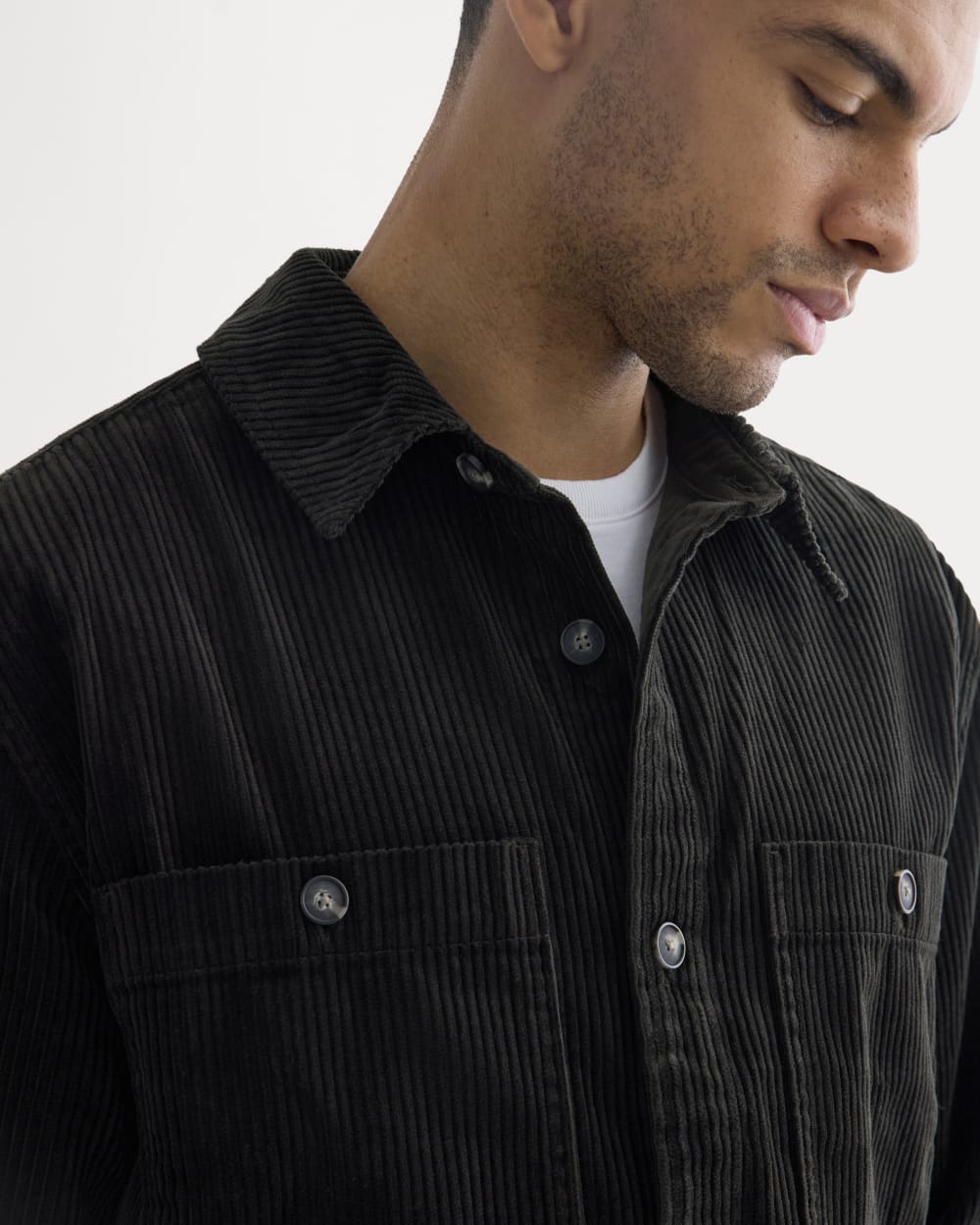 Wide Wale Corduroy Shirt | Black - Image 4