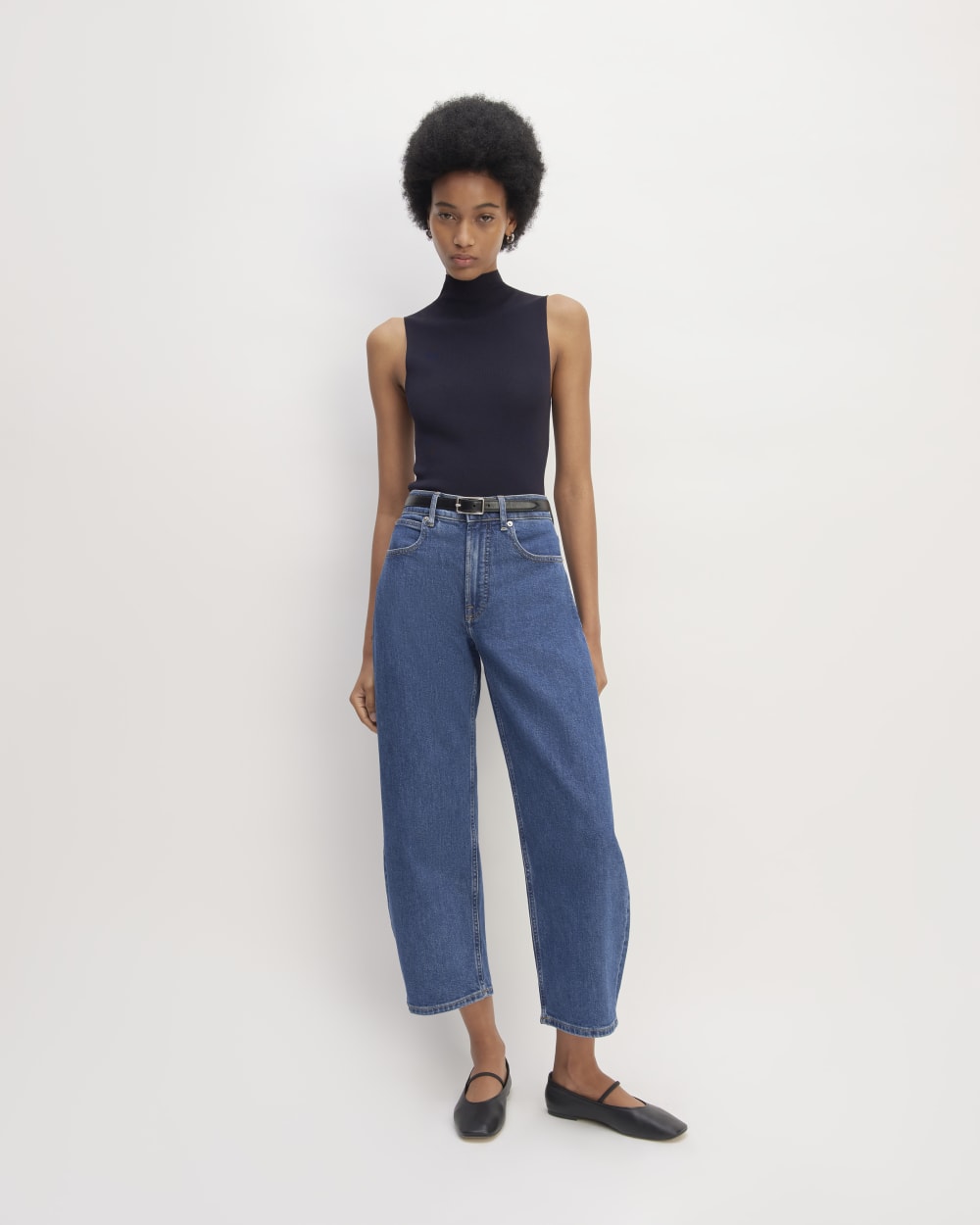 The Viscose Mock Neck Top | Navy - Image 3