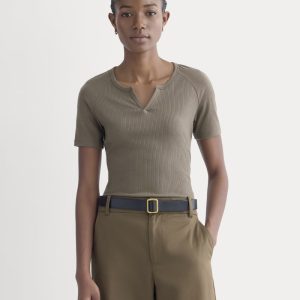 The Shimmy V-Neck Top | Taupe