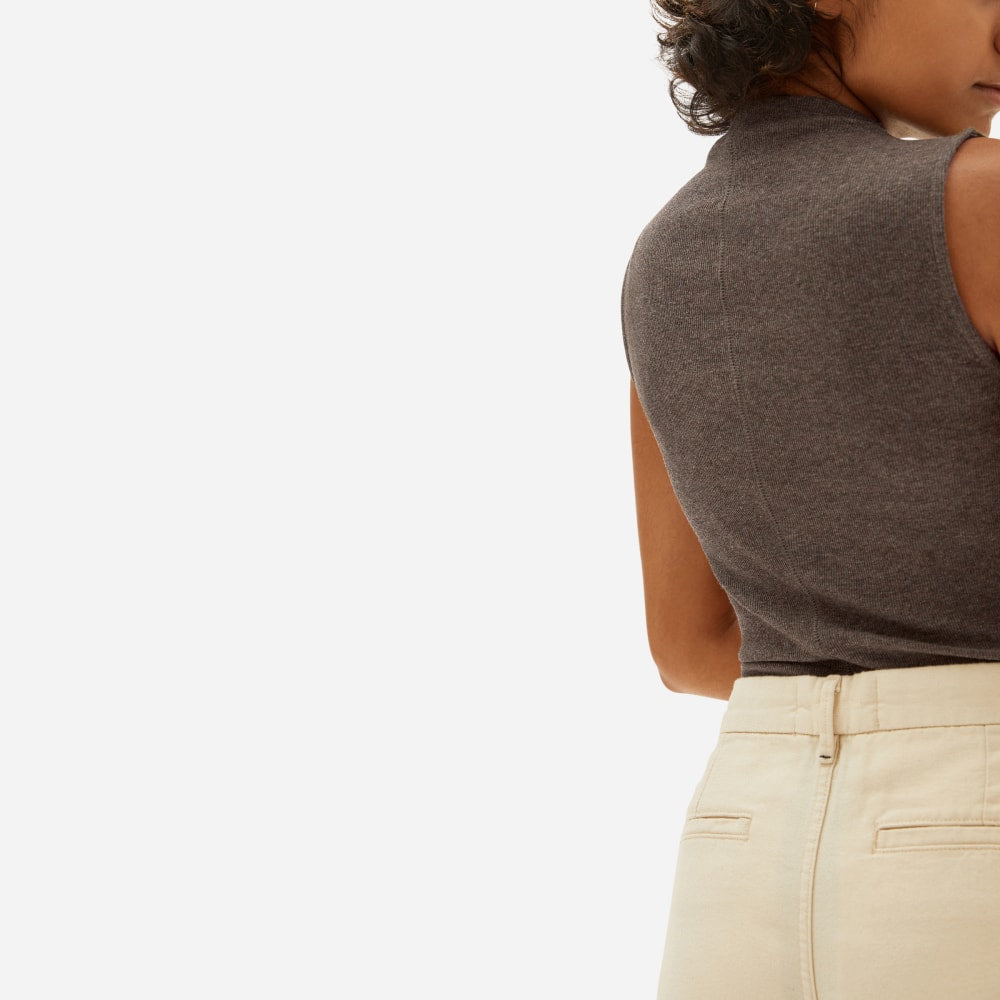 The Pima Micro-Rib Funnel-Neck Tank | Heathered Fatigue - Image 3