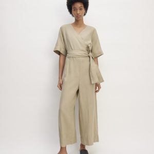 The Wrap Jumpsuit in Linen | Trench Coat Khaki