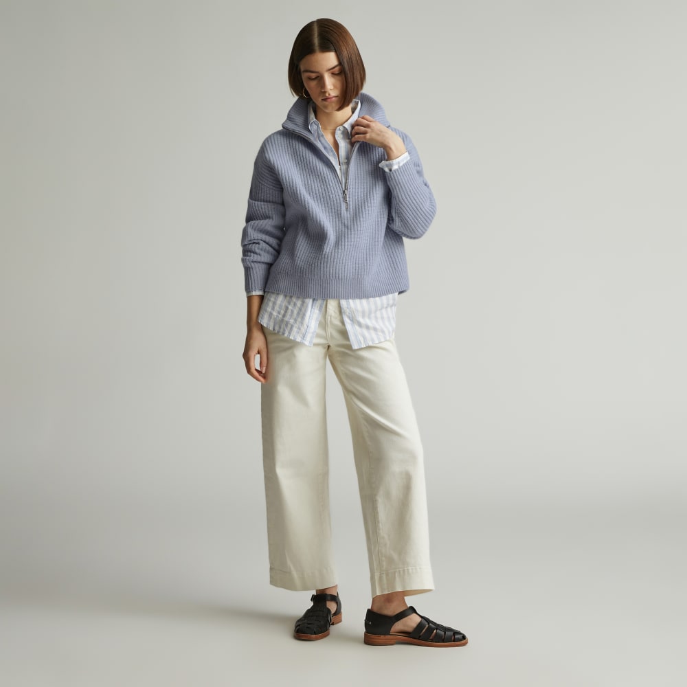 The Half-Zip Sweater in Luxe Merino | Periwinkle / Light Heather Oat - Image 5