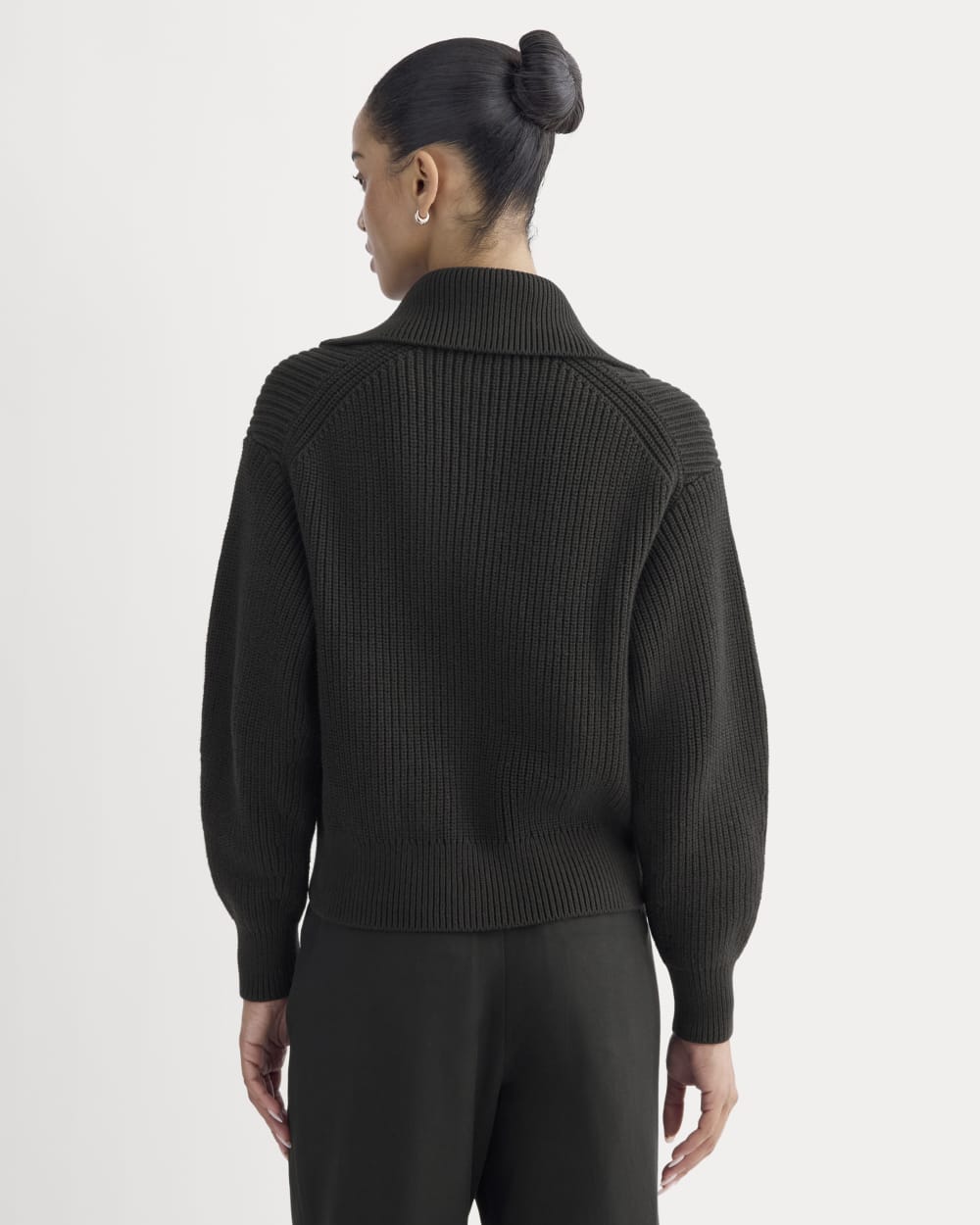 The Full-Zip Sweater in Everyday Cotton | Black - Image 5