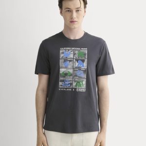 The Everlane x Parks Project Essential Organic Crew | Forged Iron / Natural / Granada Sky Blue / Green